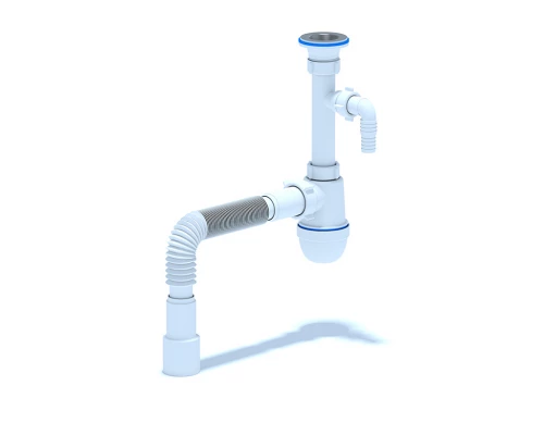 ANI Сифон для раковины 1 1/4"*40 с отводом для стиральной машины, с гибкой трубой 40х40/50мм., ANI P