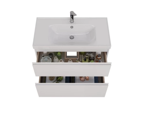 Тумба Lemark VEON 90 см под 1 раковину, подвесная/напольная, 2 ящика, цвет корпуса, фасада: Белый гл