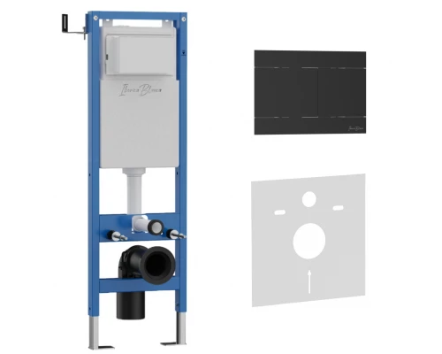 Комплект 2в1 IBERICA BLANCA инсталляция SILENCIO MINI, кнопка смыва INOX-R черный матовый (IB.001М.015.04)
