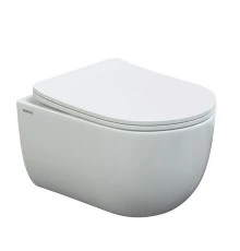 Унитаз подвесной VENTAS Rimless, сиденье дюропласт Ventas Slim SO, микролифт, быстросъем, белый, BER