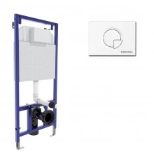 Инсталляция  для скрытого монтажа унитаза NOVUM кнопка R4 Soft Touch белая, BERGES