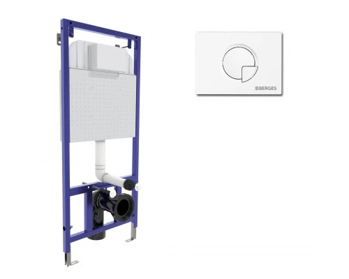 Инсталляция  для скрытого монтажа унитаза NOVUM кнопка R4 Soft Touch белая, BERGES