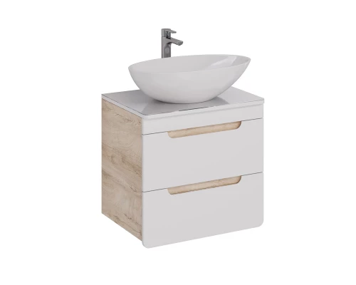 Тумба Lemark OLIVIA 65 см под 1 раковину, подвесная, 2 ящика, цвет корпуса: Дуб кантри, цвет фасада: