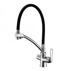 Comfort Смеситель для кухни, гиб.излив 210мм фильтр.воды, р/ОД, хром/черный, LM, LM3070C