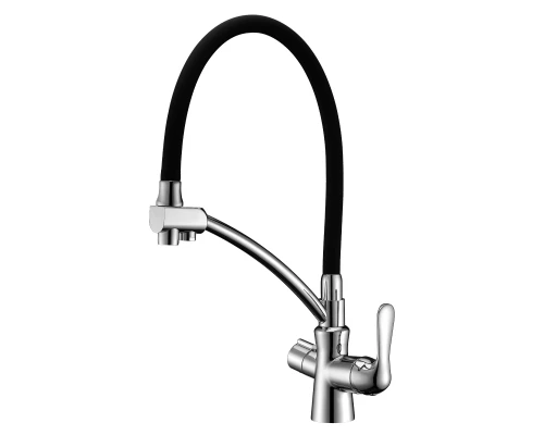 Comfort Смеситель для кухни, гиб.излив 210мм фильтр.воды, р/ОД, хром/черный, LM, LM3070C