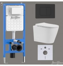 Комплект 3в1 IBERICA BLANCA инсталляция SILENCIO, унитаз BURGOS ALTO белый, кнопка смыва INOX-C черный матовый (IB001.BRA.231.112)