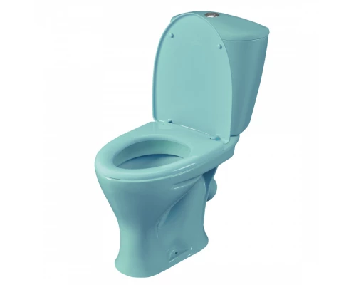 Унитаз-компакт "Версия" наклонный выпуск, с кнопочной арматурой и сиденьем, голубой  SANTERI