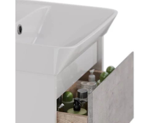 Тумба Lemark COMBI 60 см под 1 раковину, подвесная/напольная, 2 ящика, цвет фасада: Бетон, цвет корп