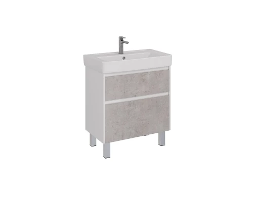 Тумба Lemark COMBI 80 см под 1 раковину, подвесная/напольная, 2 ящика, цвет фасада: Бетон, цвет корп