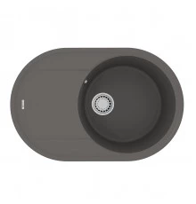 Кухонная мойка Lemark LACHA 760 врезная овальная с крылом из кварцгранита, Серый шёлк