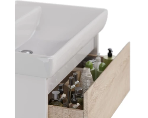 Тумба Lemark COMBI 70 см под 1 раковину, подвесная/напольная, 2 ящика, цвет фасада: Дуб кантри, цвет