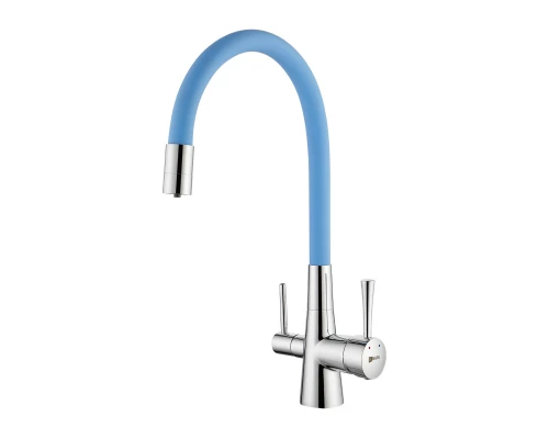 Comfort Смеситель для кухни, гиб.излив 228мм фильтр.воды, р/ОД, хром/голубо, LM, LM3075C-SkyBlue
