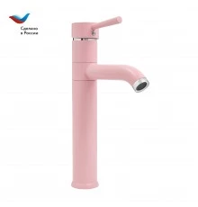 Город Смеситель для умывальника с высоким корпусом, одноручный, розовы,  СЛАВЕН, СЛ-ОД-Д80