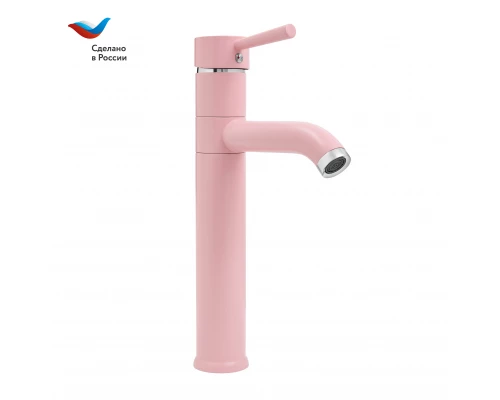 Город Смеситель для умывальника с высоким корпусом, одноручный, розовы,  СЛАВЕН, СЛ-ОД-Д80