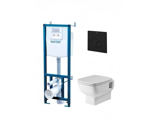 ПЭК НЕО rimless(подвес. безободковый унитаз с тонким сиденьем, инсталляция, панель черн. мат, САНТЕК