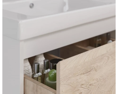 Тумба Lemark COMBI 125 см под 2 раковины, подвесная/напольная,4 ящика, цвет фасада: Дуб кантри, цвет