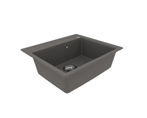 Кухонная мойка Lemark HANKA 570 врезная прямоугольная из кварцгранита, Серый шёлк