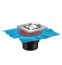 Трап водосток ZENTRUM Norma 150х150, хром глянец, выпуск D50/75/110 H74 вертикальный, BERGES