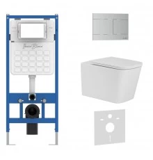 Комплект 3в1 IBERICA BLANCA инсталляция SILENCIO, унитаз TOLEDO ALTO белый, кнопка смыва INOX-R хром матовый (IB001.TLA.234.1501)