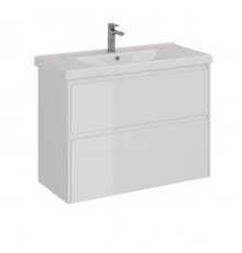 Тумба Lemark COMBI 100 см под 1 раковину, подвесная/напольная, 2 ящика, цвет корпуса, фасада: Белый 