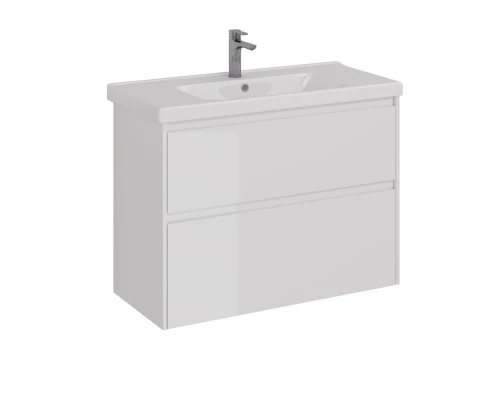 Тумба Lemark COMBI 100 см под 1 раковину, подвесная/напольная, 2 ящика, цвет корпуса, фасада: Белый 