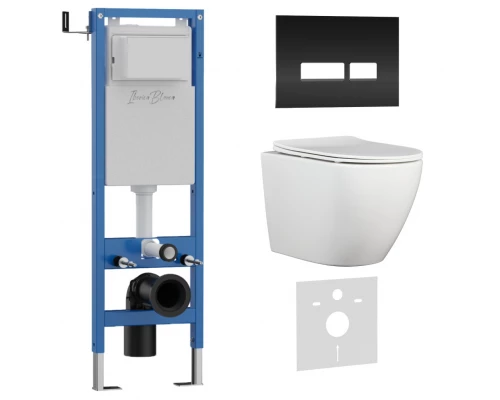 Комплект 3в1 IBERICA BLANCA инсталляция SILENCIO MINI, унитаз BILBAO ALTO белый, кнопка смыва CRYSTAL-R черный (IB.001M.BLA.234.2211)