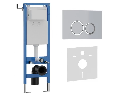 Комплект 2в1 IBERICA BLANCA инсталляция SILENCIO MINI, кнопка смыва ESTI-O хром матовый (IB.001M.824)