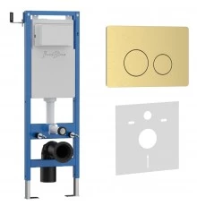 Комплект 2в1 IBERICA BLANCA инсталляция SILENCIO MINI, кнопка смыва INOX-O золото матовое (IB.001M.815)