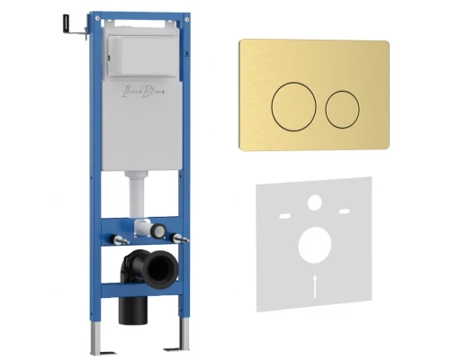 Комплект 2в1 IBERICA BLANCA инсталляция SILENCIO MINI, кнопка смыва INOX-O золото матовое (IB.001M.815)