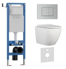 Комплект 3в1 IBERICA BLANCA инсталляция SILENCIO MINI, унитаз BILBAO ALTO белый, кнопка смыва INOX-C хром матовый (IB.001M.BLA.231.1132)