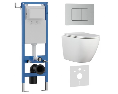 Комплект 3в1 IBERICA BLANCA инсталляция SILENCIO MINI, унитаз BILBAO ALTO белый, кнопка смыва INOX-C хром матовый (IB.001M.BLA.231.1132)