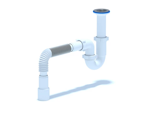 Сифон Ани 1 1/2"*40 прямоточный с гибкой трубой 40х40/50, ANI PLAST