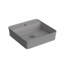 Раковина Ego SL накладная, 45x45 см, с отверстием под смеситель, квадратная, серый матовый, BERGES