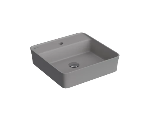 Раковина Ego SL накладная, 45x45 см, с отверстием под смеситель, квадратная, серый матовый, BERGES
