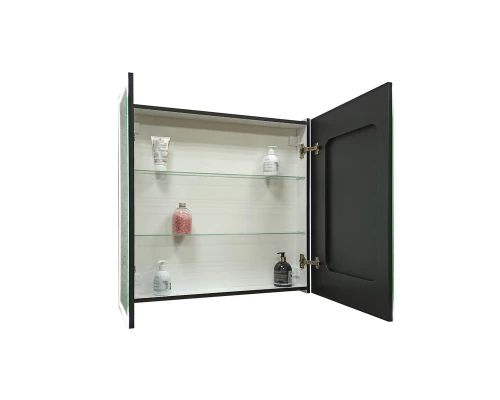 Зеркало-шкаф Mirror Box black Led 800х800