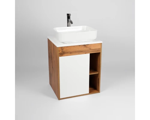 Тумба под раковину VIANT БОСТОН 56 подвесная дуб вотан/белый (VBOS56N-T1STP)