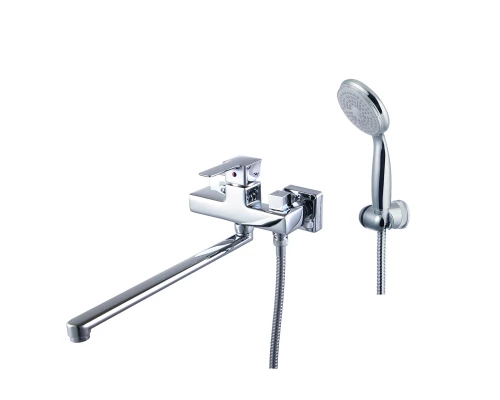 Basis Смеситель для ванны, плоск.пов.излив 350мм боковой дивертор лейка, р/ОД, хром, LM, LM3617C