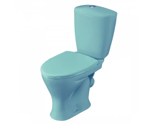 Унитаз-компакт "Версия" наклонный выпуск, с кнопочной арматурой и сиденьем, голубой  SANTERI