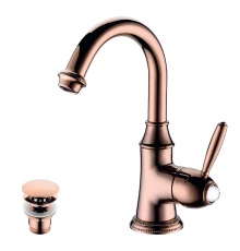 Spark Смеситель для раковины, монолит.излив 138мм дон.клап.Click/Cla, р/ОД, роз.золото, LM, LM6707RG