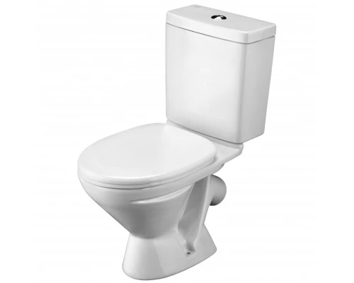 ЛИГА Унитаз-компакт, косой выпуск, 2-х режимная арматура, сиденье полипропилен, САНТЕК 