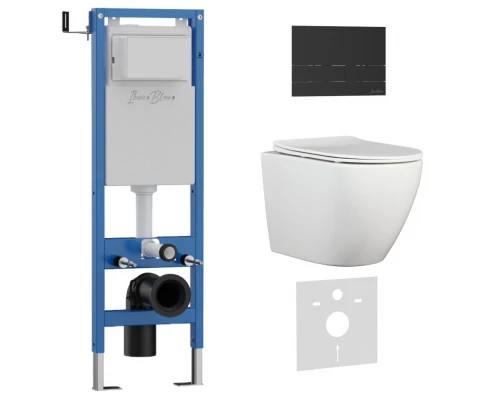 Комплект 3в1 IBERICA BLANCA инсталляция SILENCIO MINI, унитаз BILBAO ALTO белый, кнопка смыва INOX-S черный матовый (IB.001M.BLA.231.1604)