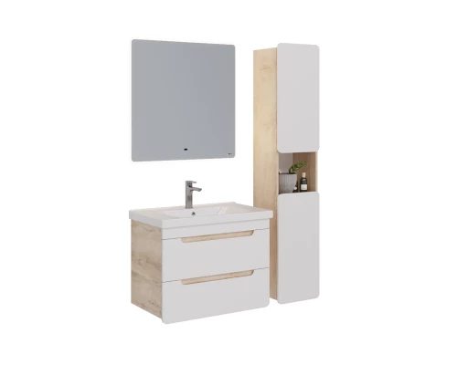 Тумба Lemark OLIVIA 80 см под 1 раковину, подвесная, 2 ящика, цвет корпуса: Дуб кантри, цвет фасада: