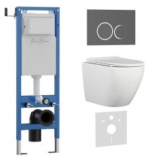 Комплект 3в1 IBERICA BLANCA инсталляция SILENCIO MINI, унитаз BILBAO ALTO белый, кнопка смыва ESTI-O серый матовый (IB.001M.BLA.231.827)