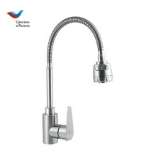 СТАЛЬ Смеситель для мойки с гибким изливом,одноручный, СЛАВЕН, НЖ25