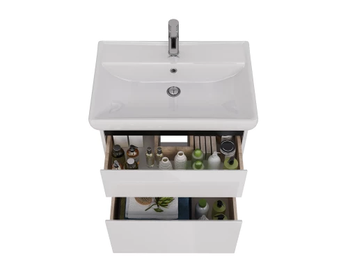 Тумба Lemark COMBI 70 см под 1 раковину, подвесная/напольная, 2 ящика, цвет планки: Чёрный, цвет кор