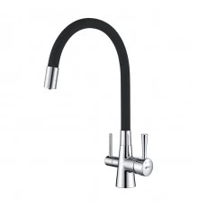 Comfort Смеситель для кухни, гиб.излив 228мм фильтр.воды, р/ОД, хром/черный, LM, LM3075C