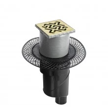 Трап водосток PLATZ Antik 100х100, бронза, S-сифон D50/105 H50 вертикальный, BERGES