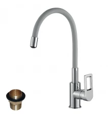 Z35 Смеситель для кухни, гиб.цвет.излив 216мм, р/ОД, хром/серый, ROS, Z35-35U-Gray