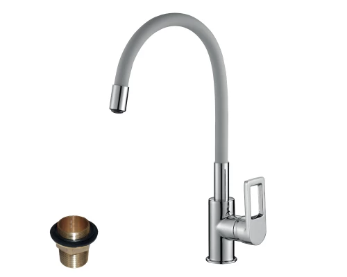 Z35 Смеситель для кухни, гиб.цвет.излив 216мм, р/ОД, хром/серый, ROS, Z35-35U-Gray