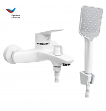КОТТЕДЖ Смеситель для ванны с коротким литым изливом, одноручный, белый,, СЛ-ОД-Г3Б, Славен